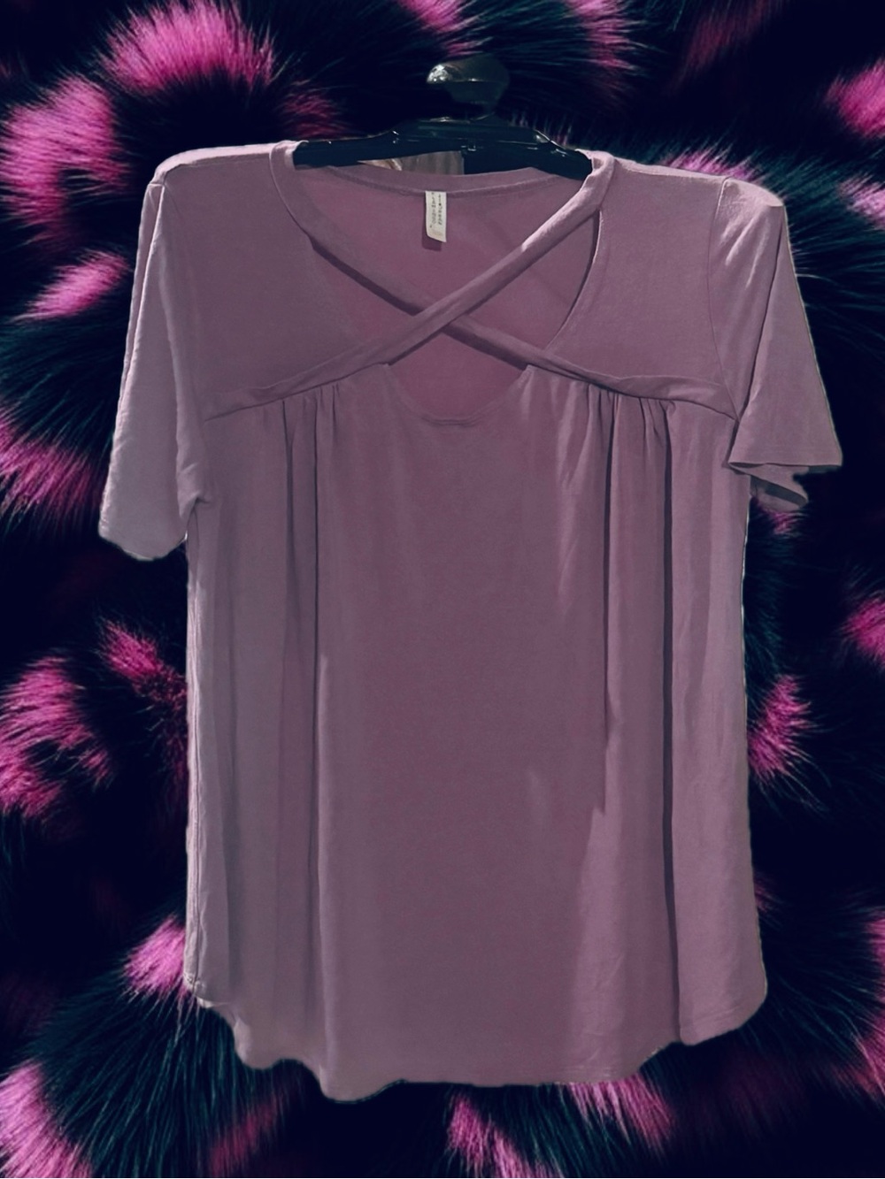 Flamingo Urban Mauve Pinkish Purple  Crisscross Front Short-Sleeved Tee